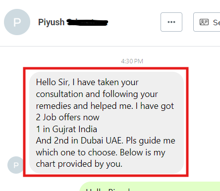Piyush — Job Opportunity Received
